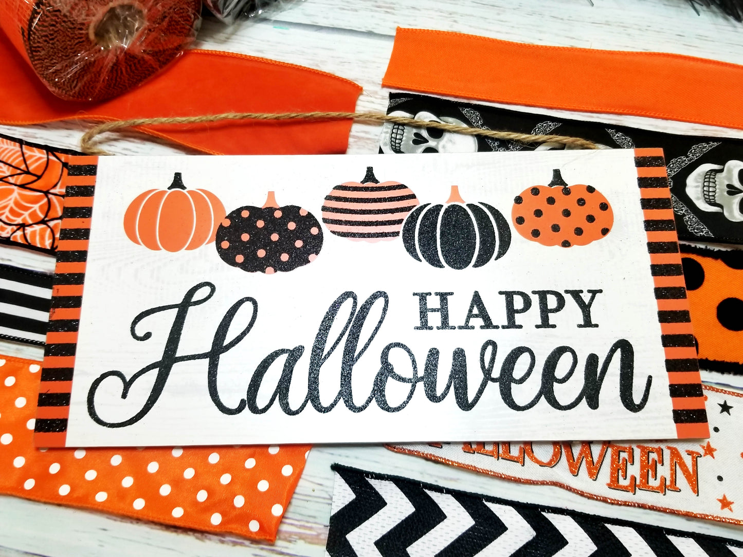 Happy Halloween Wreath Kit | Orange & Black