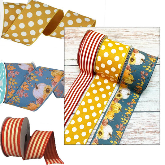 Ribbon Collection | Blue Fall Pumpkins