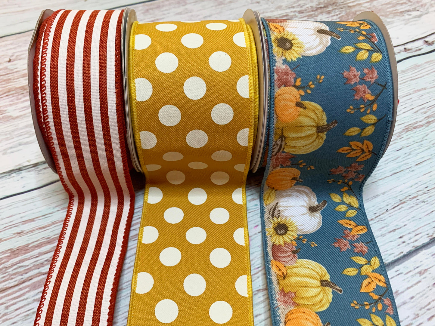 Ribbon Collection | Blue Fall Pumpkins -