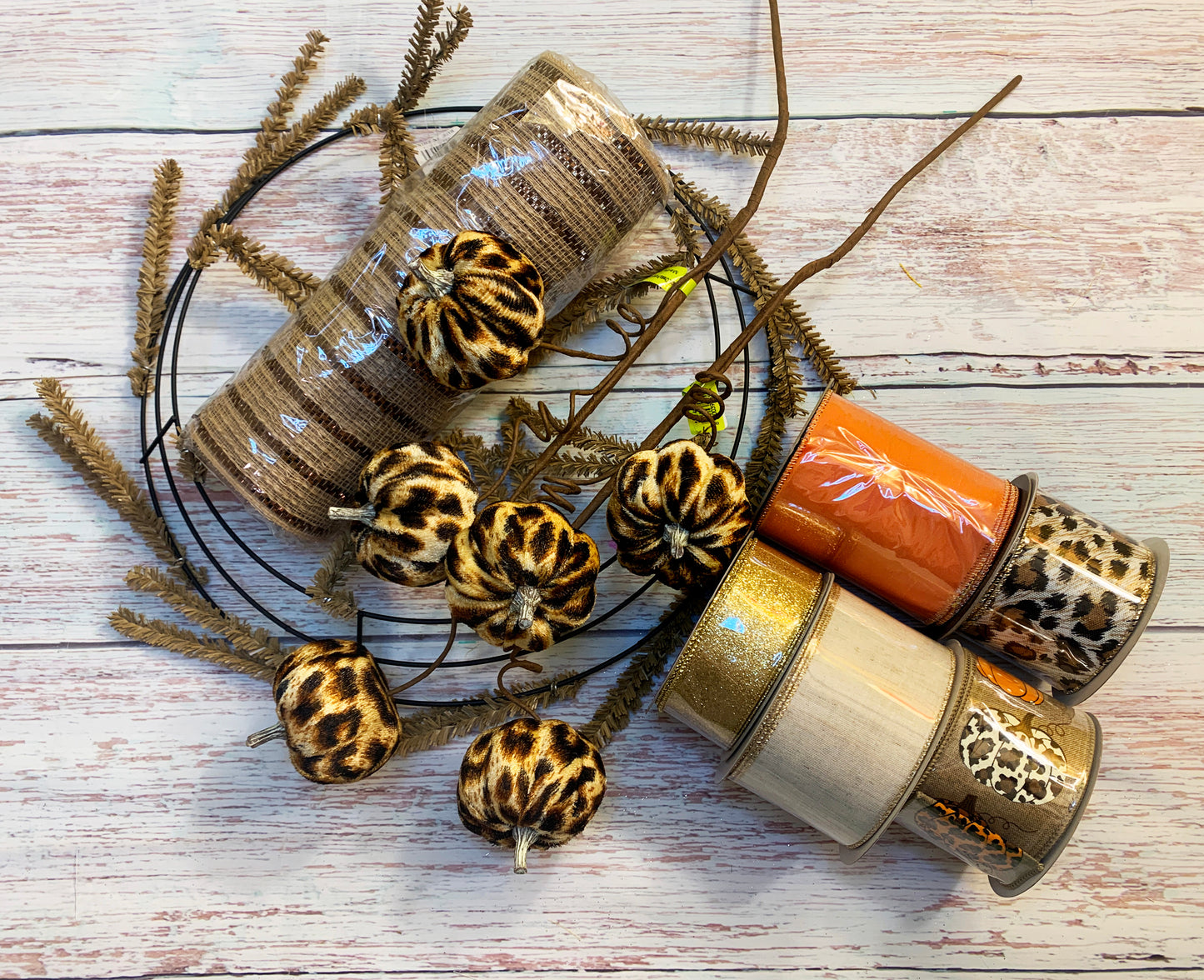 Fall Wreath Making Kit | Leopard Pumpkins