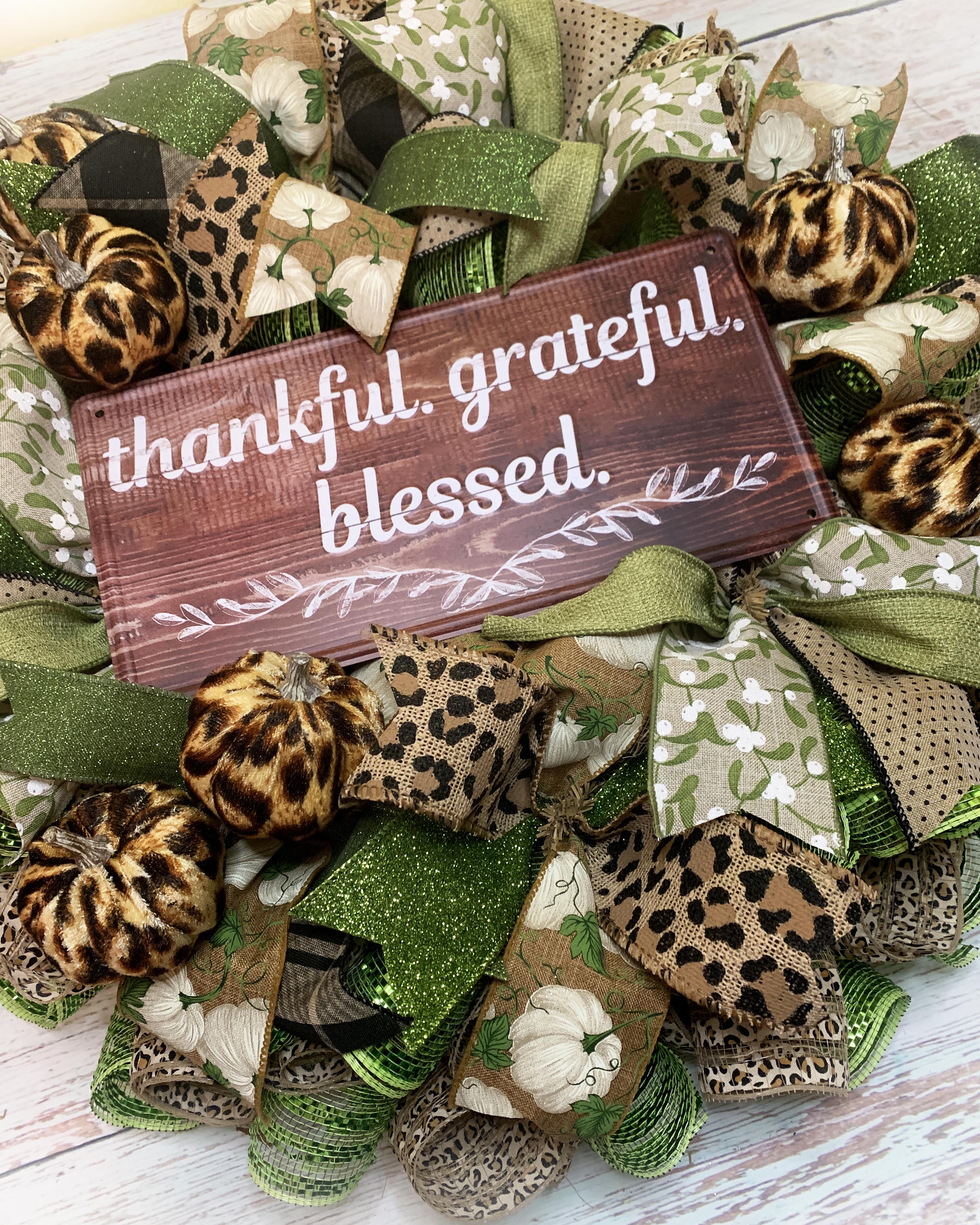 Fall Animal Print Wreath with Blessed store Sign