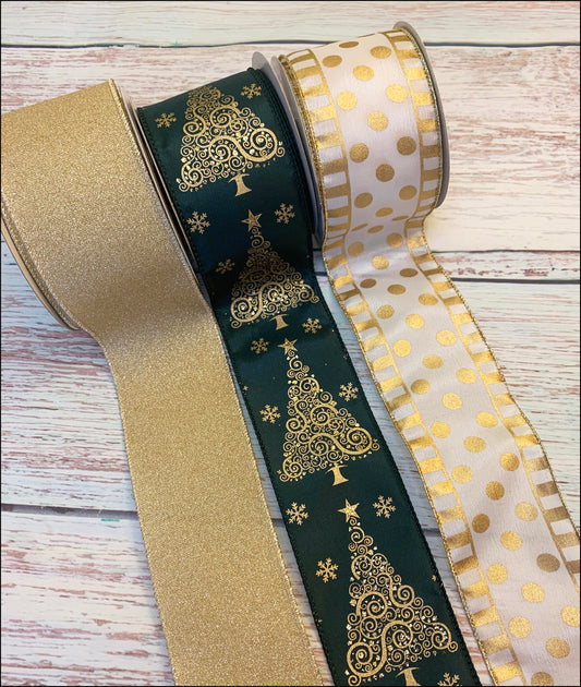 Ribbon Collection | Green Gold Christmas Tree