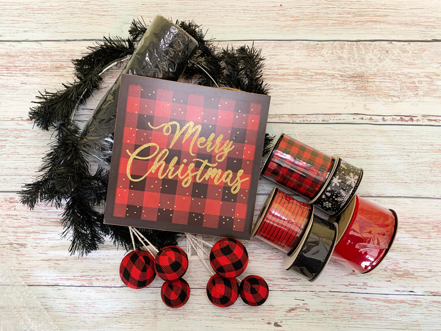 Merry Christmas Wreath Making Kit | Buffalo Check