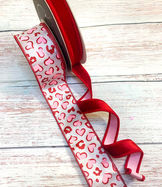 Ribbon Collection | Red & Pink Leopard Hearts