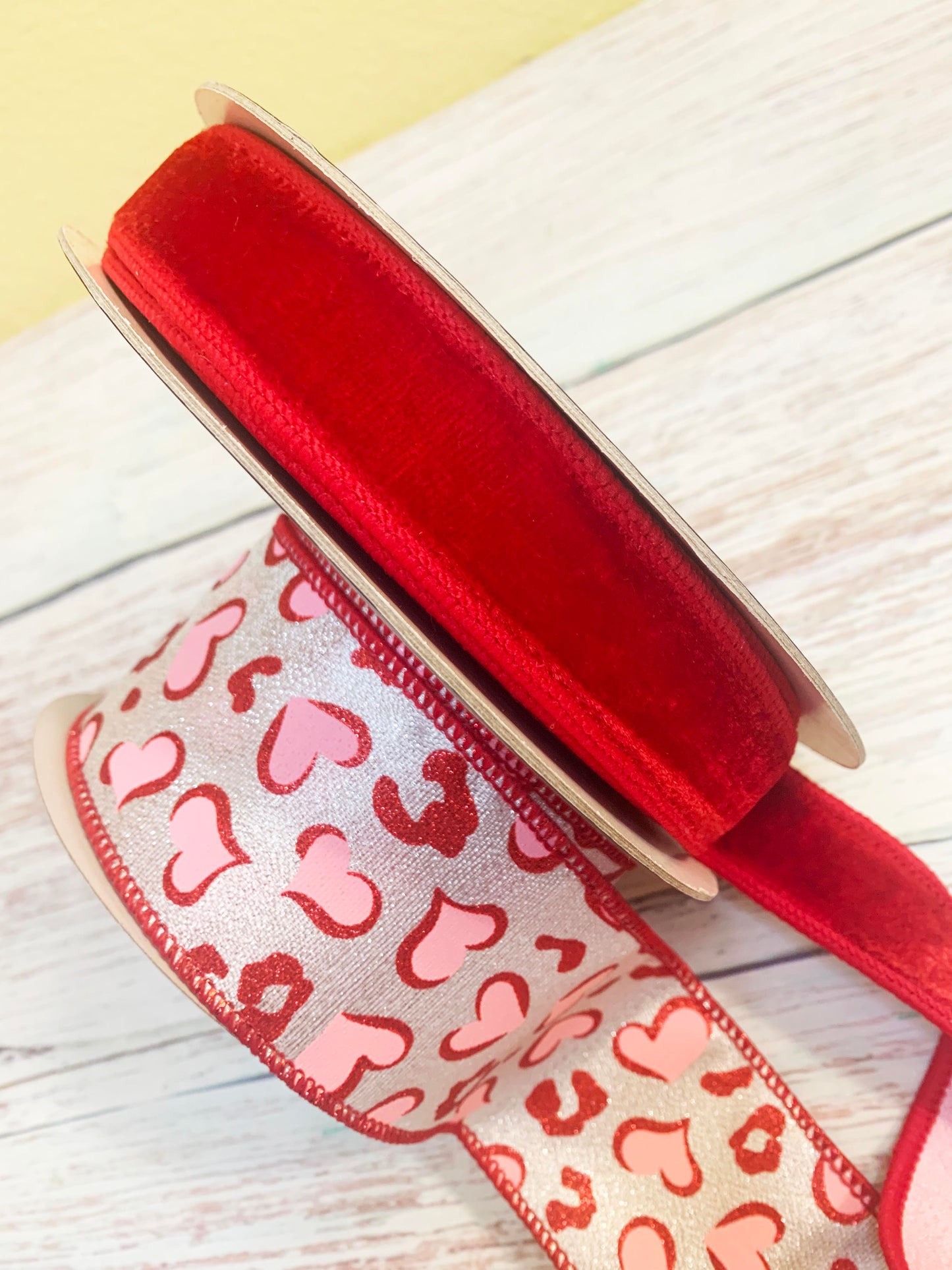 Ribbon Collection | Red & Pink Leopard Hearts