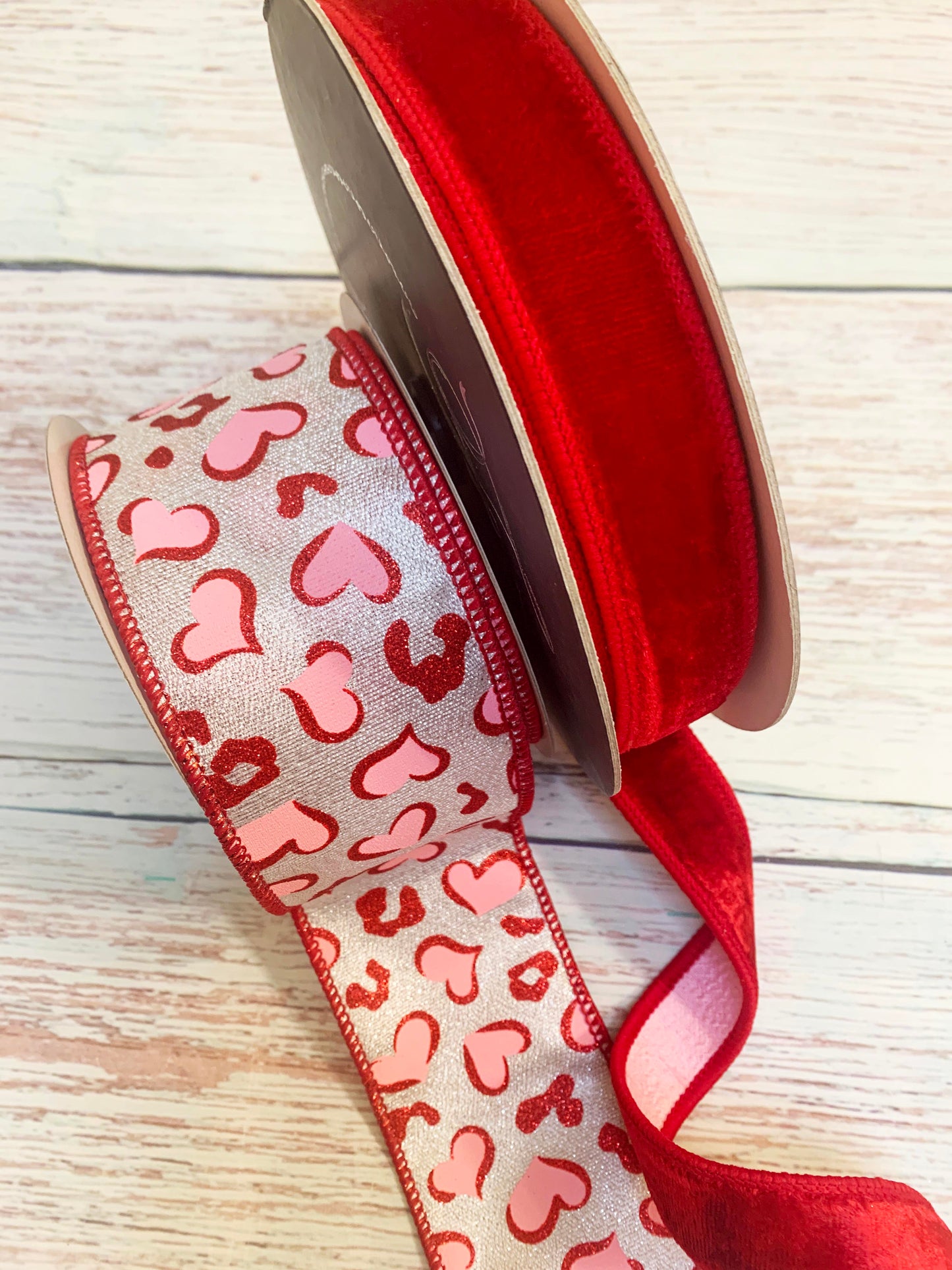 Ribbon Collection | Red & Pink Leopard Hearts