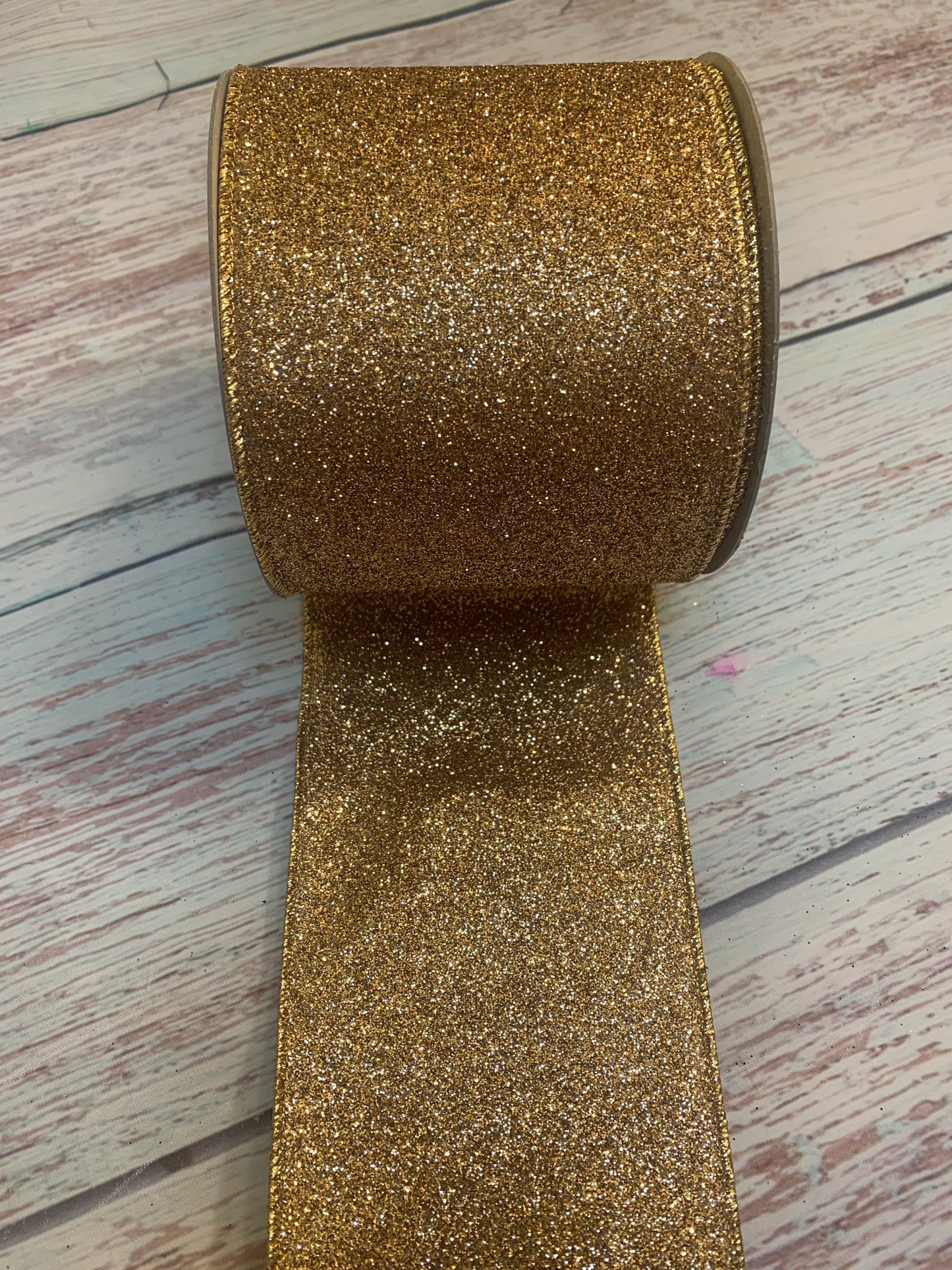 4" Gold Glitter DESIGNER Ribbon