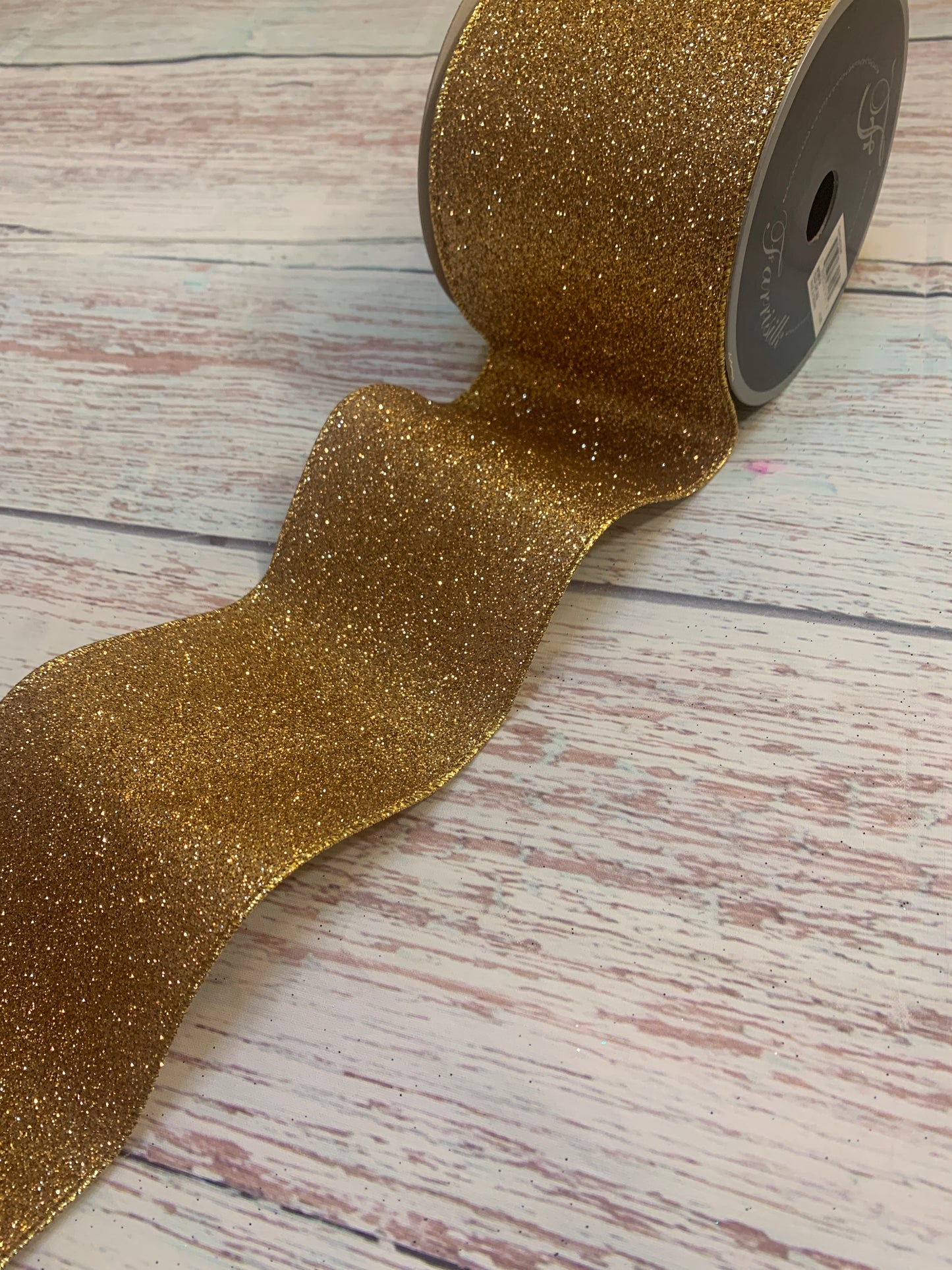 4" Gold Glitter DESIGNER Ribbon