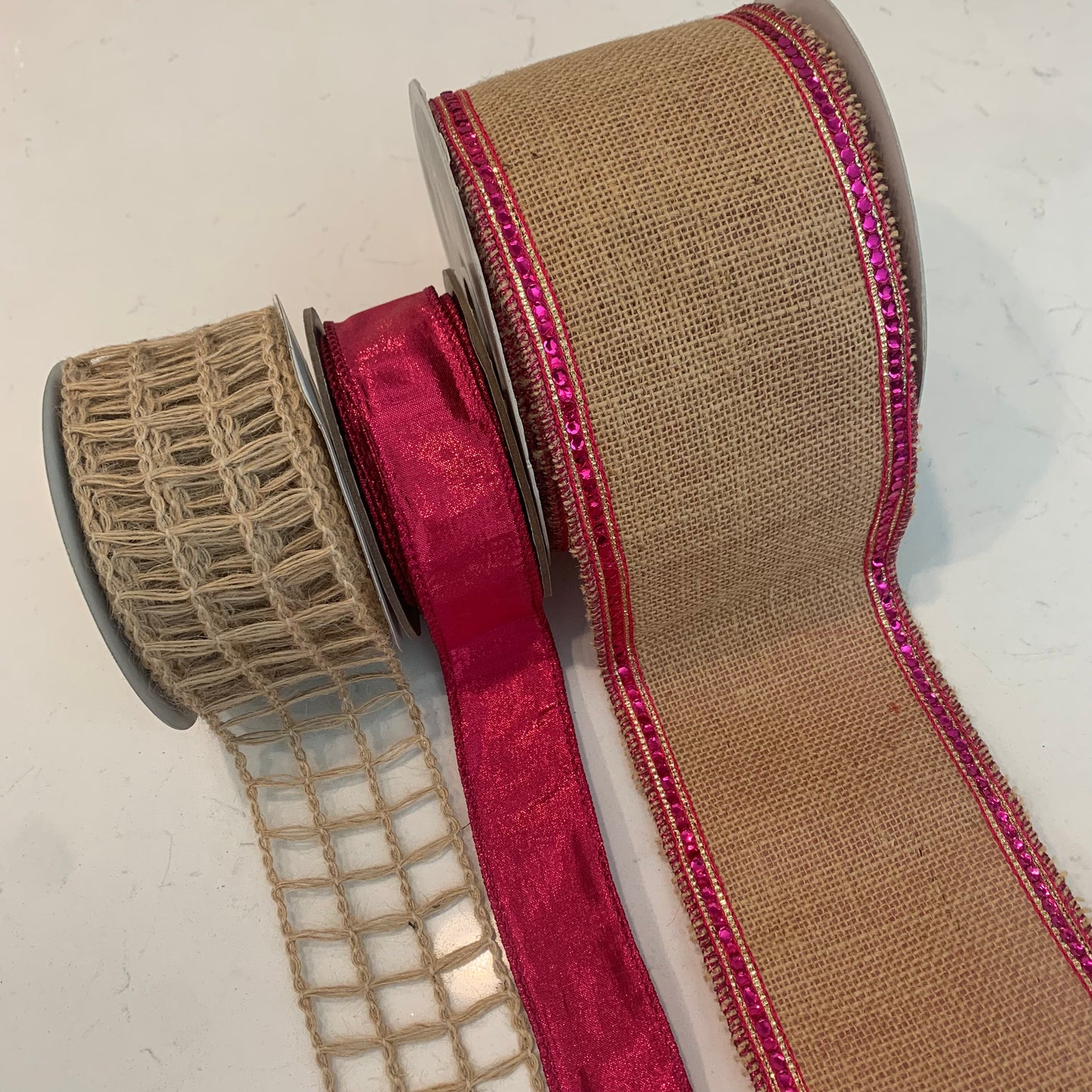 Ribbon Collection | Pink Sequin & Burlap