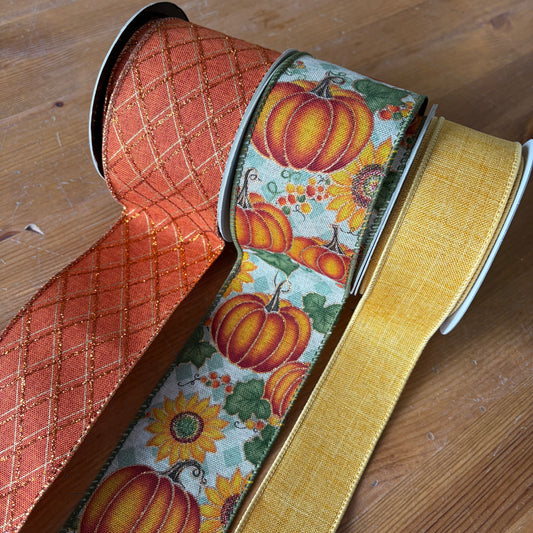 Ribbon Collection | Fall Sunflowers and Pumpkins
