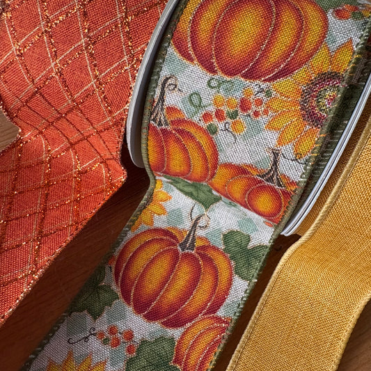 Ribbon Collection | Fall Sunflowers and Pumpkins
