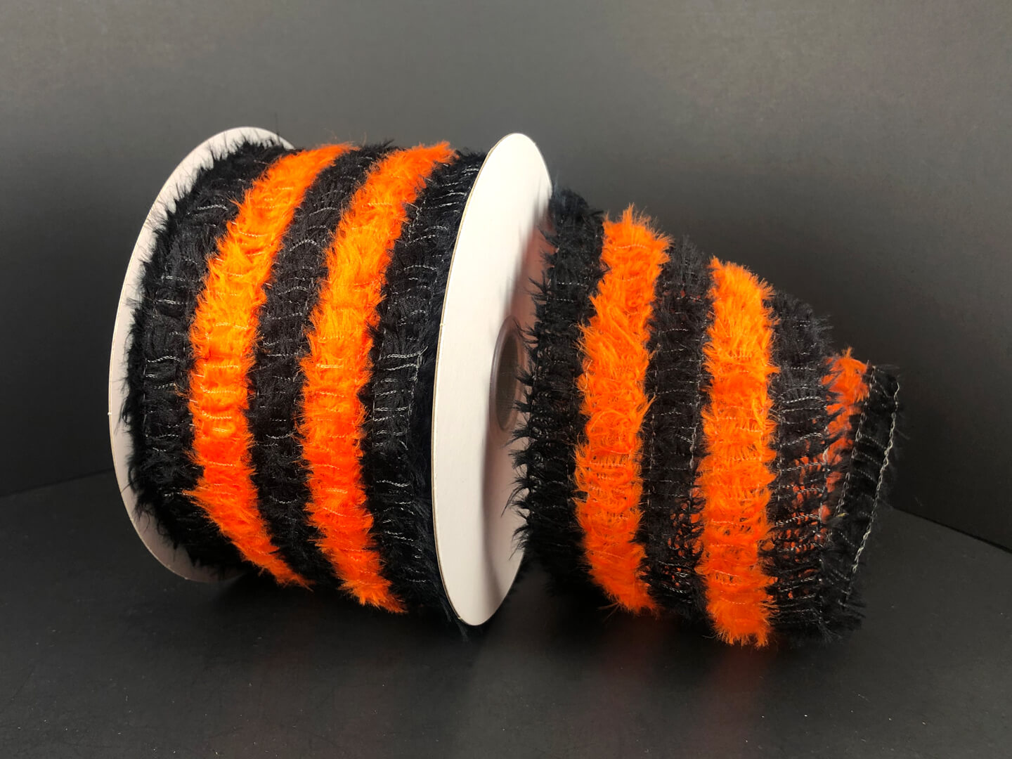 2.5" Orange & Black Fuzzy Stripe Ribbon - Designer DIY