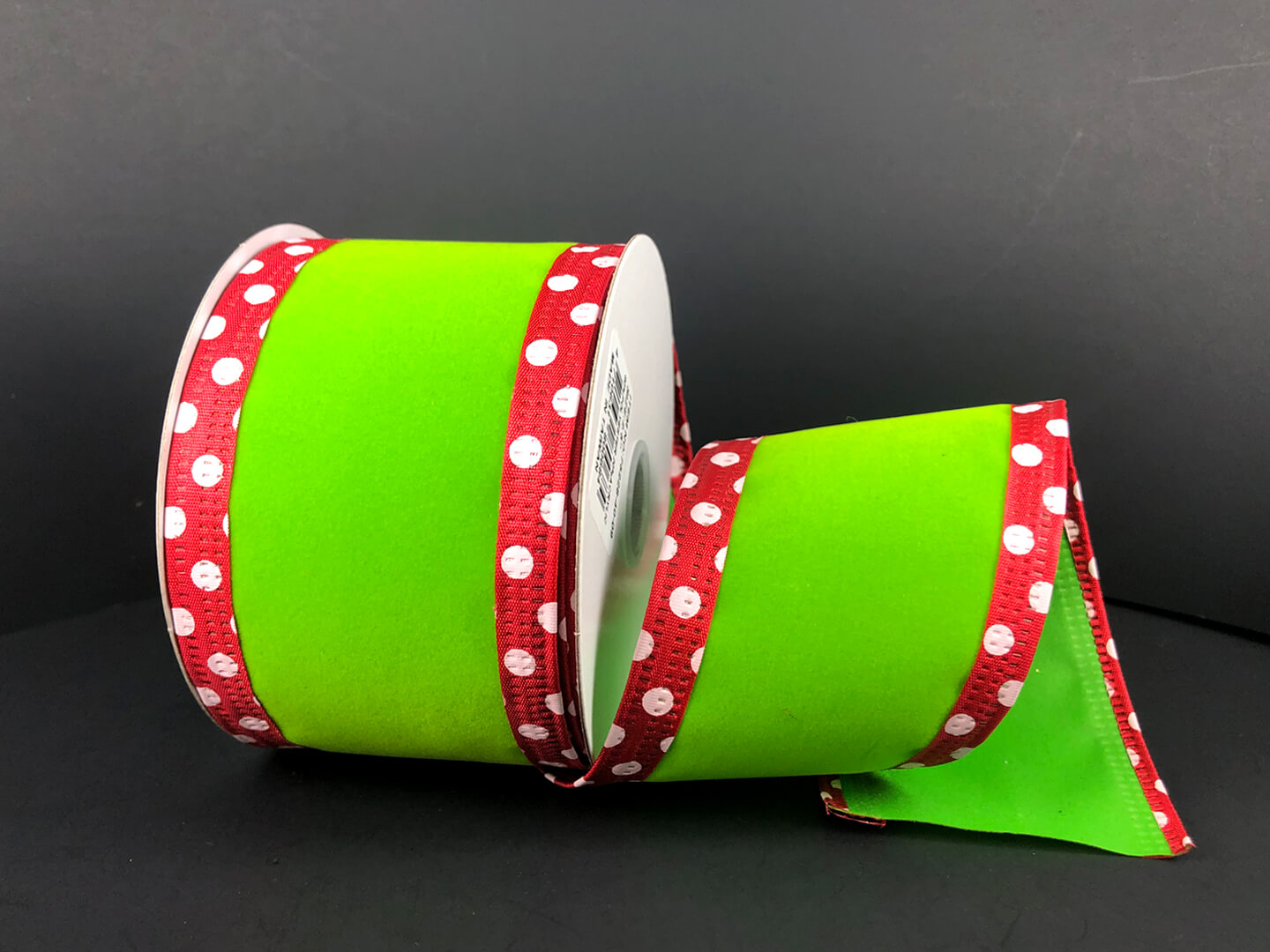 2.5" Lime Velveteen Christmas Ribbon - Designer DIY