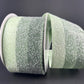 2.5" Green Striped Ribbon with Frosted Glitter