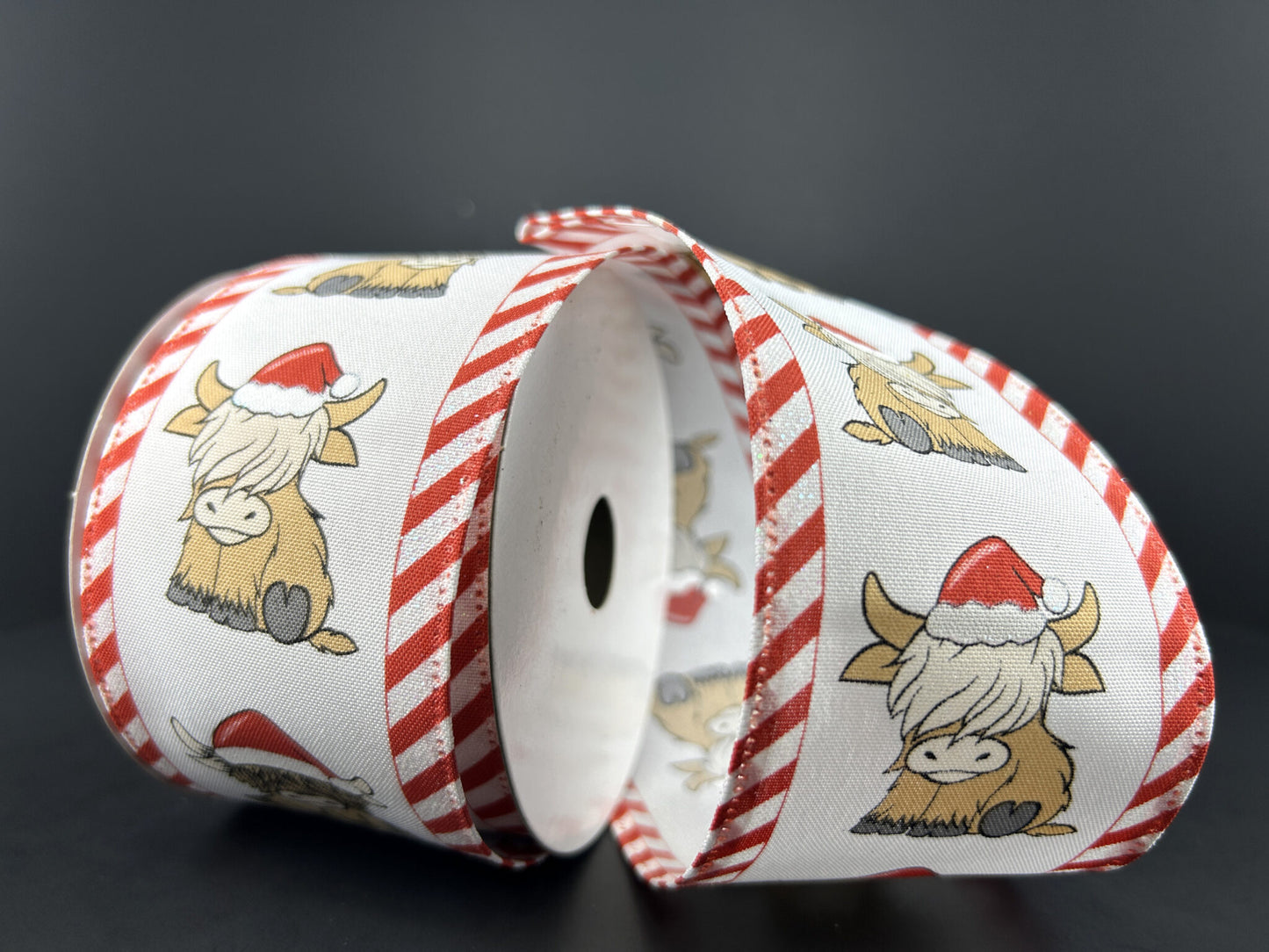 2.5" Highland Cow Christmas Ribbon