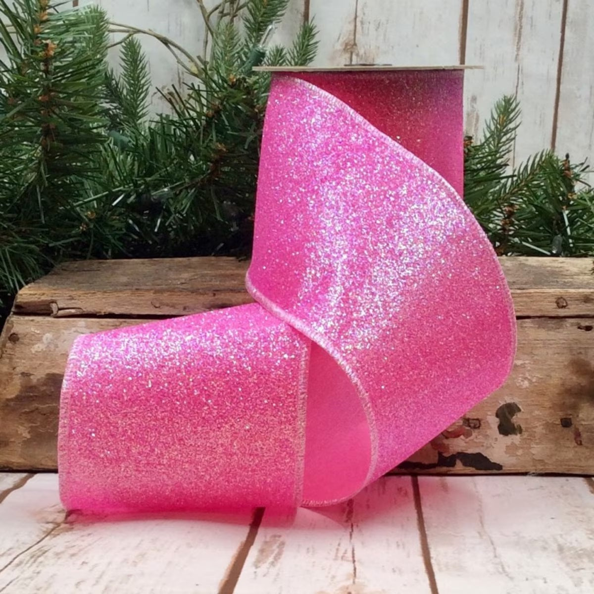 4" Pink Sugar Glitter Ribbon | D Stevens