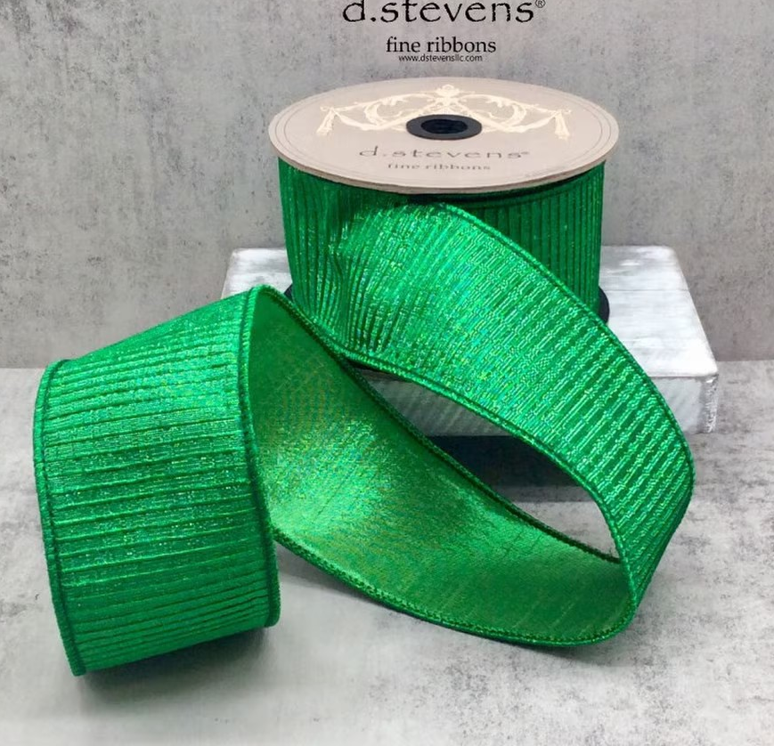 2.5" Green Pleated DESIGNER Ribbon