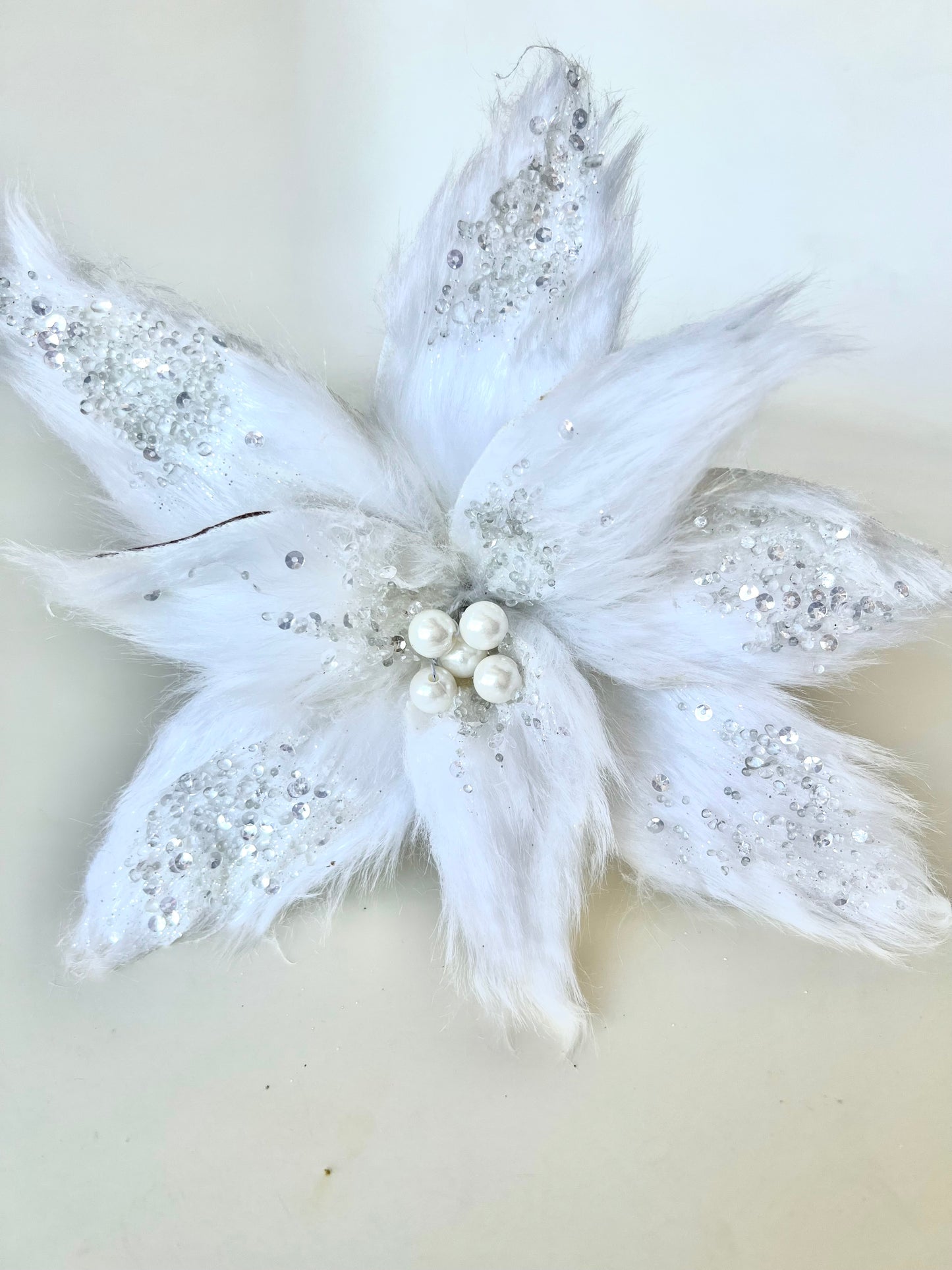 White Furry Poinsettia Pick - Designer DIY