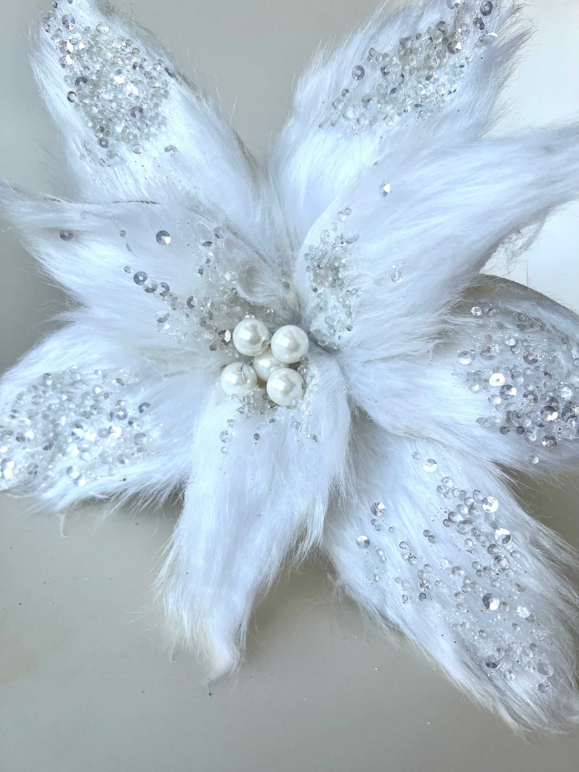White Furry Poinsettia Pick - Designer DIY