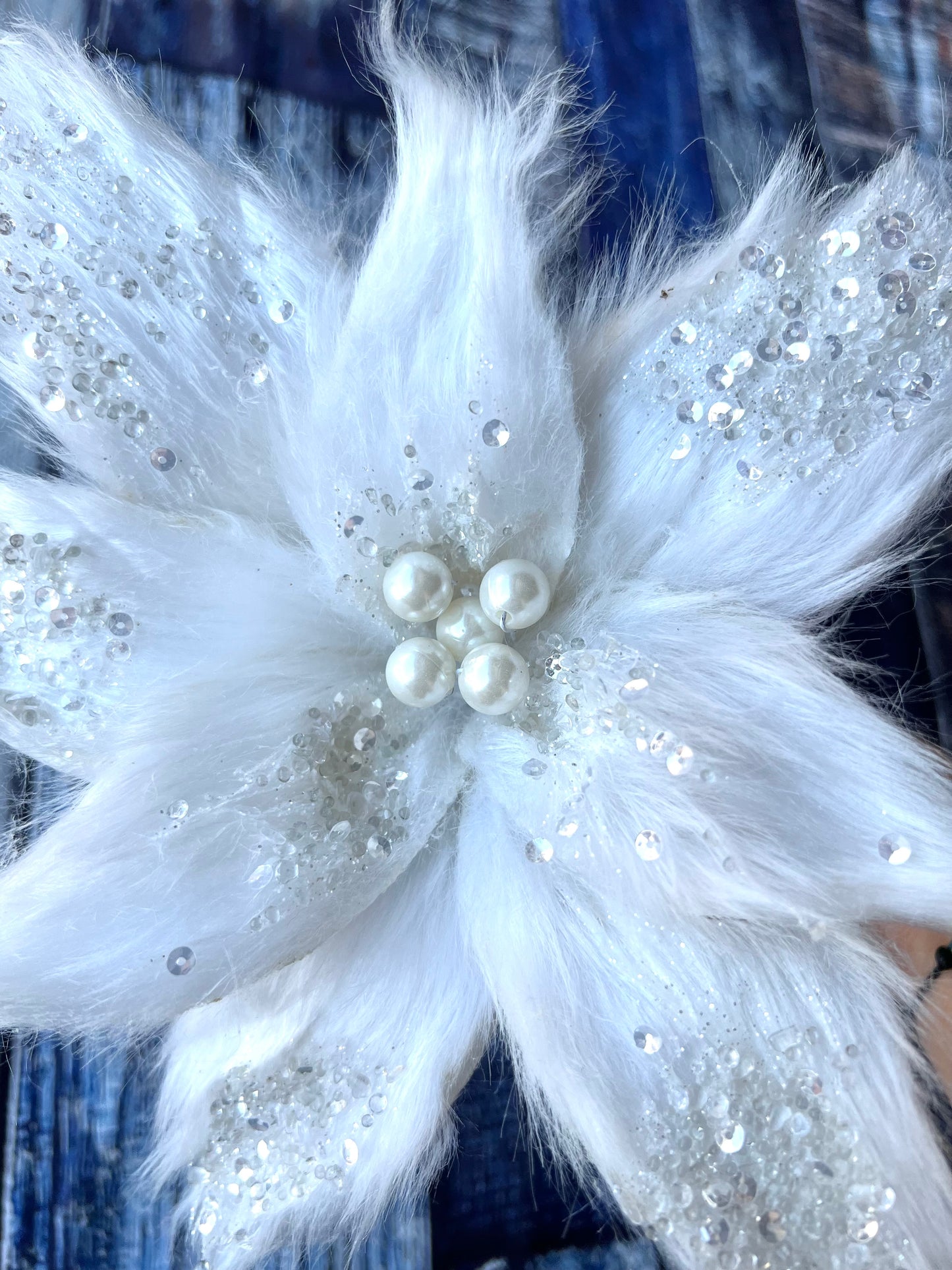 White Furry Poinsettia Pick - Designer DIY