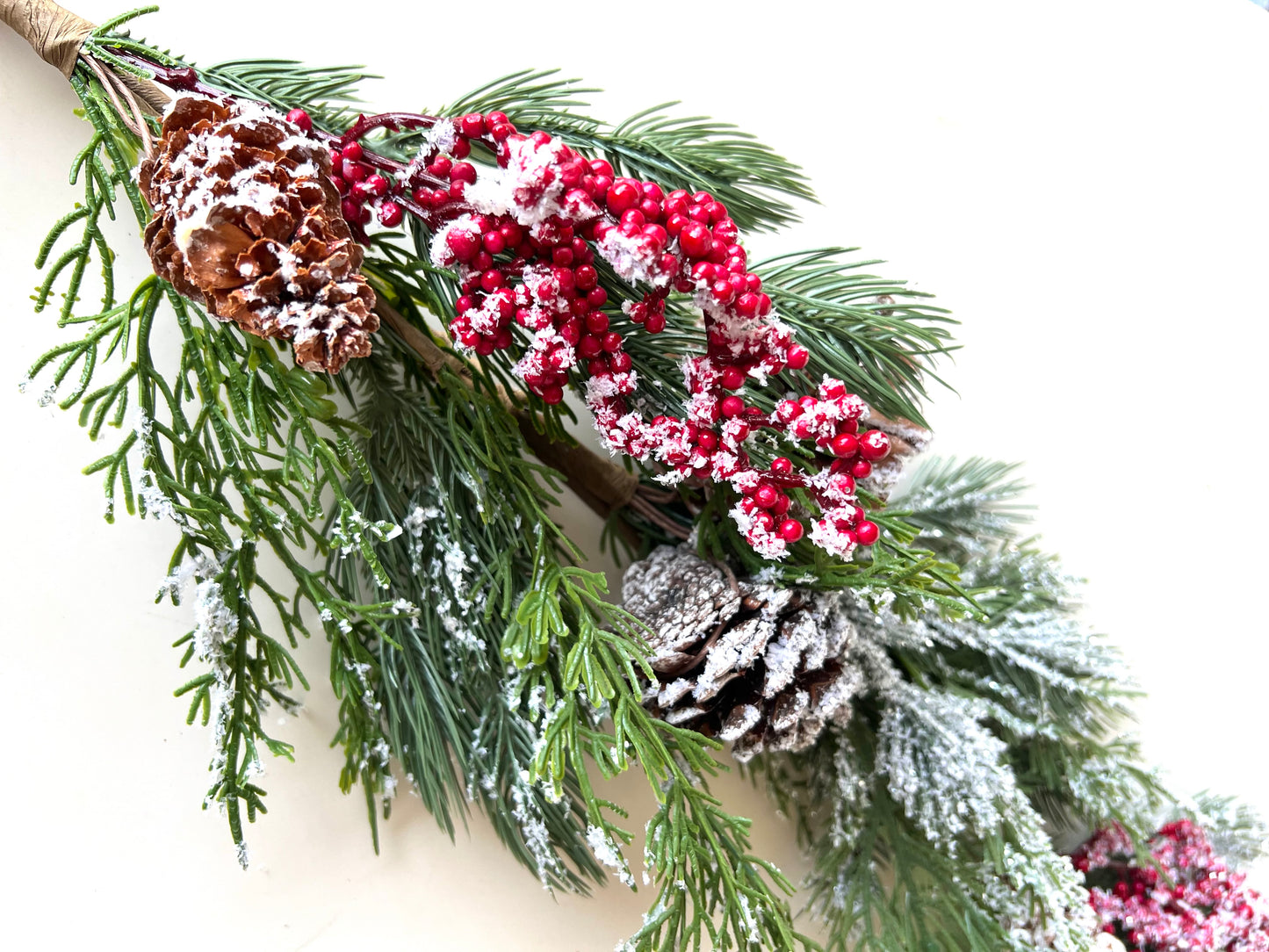 Christmas Garland | Flocked Berries & Pinecones - Designer DIY
