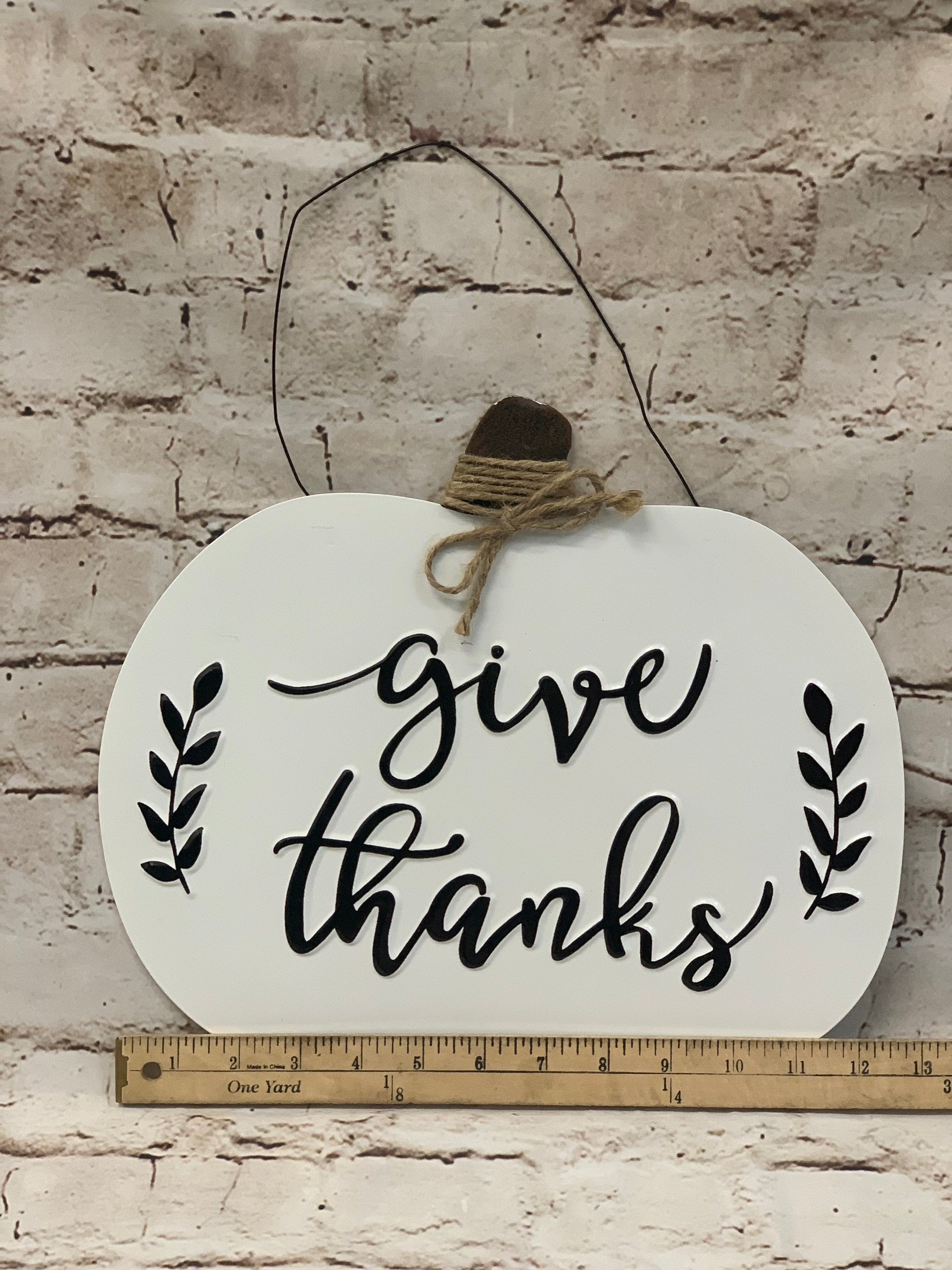 Give Thanks | White Pumpkin Sign - Designer DIY
