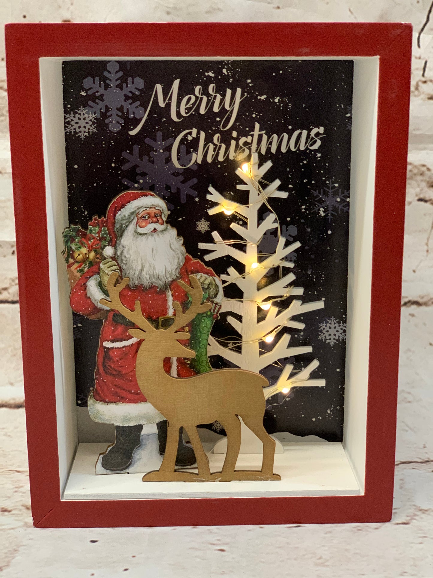 Merry Christmas | Santa Claus | Light Up Shadowbox