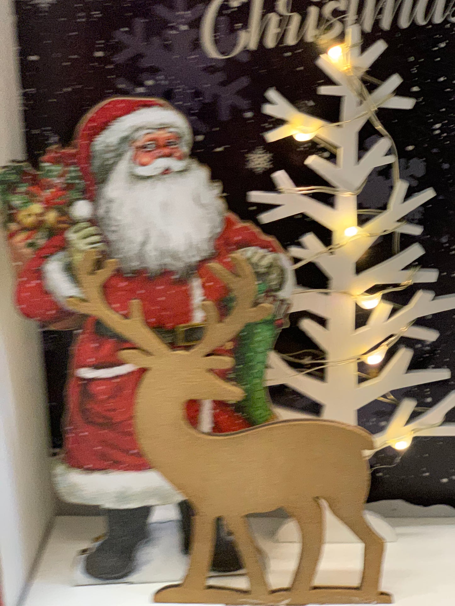 Merry Christmas | Santa Claus | Light Up Shadowbox