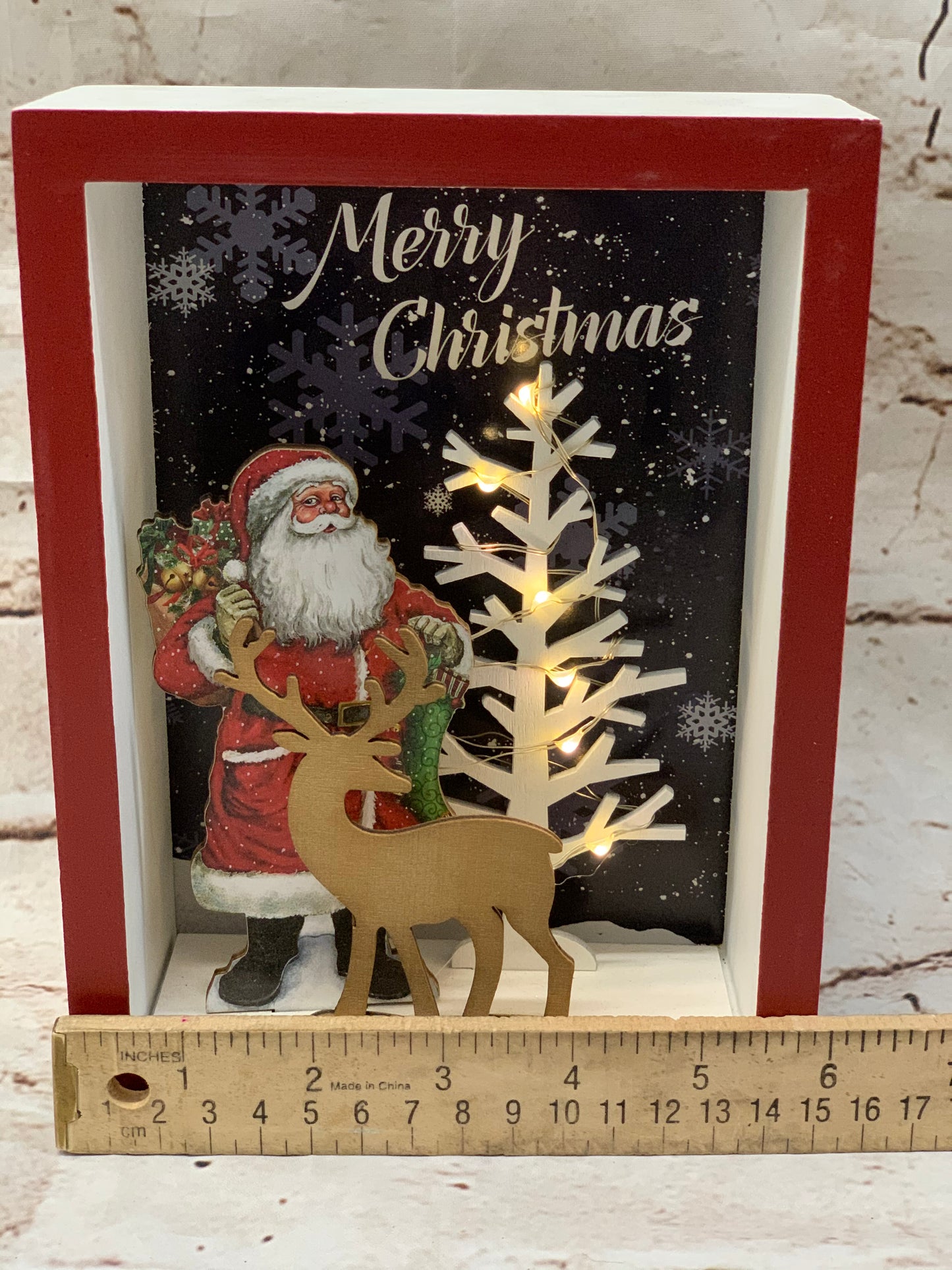Merry Christmas | Santa Claus | Light Up Shadowbox