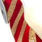 Red Velvet with Gold Glitter Stripe DESIGNER Ribbon - Designer DIY