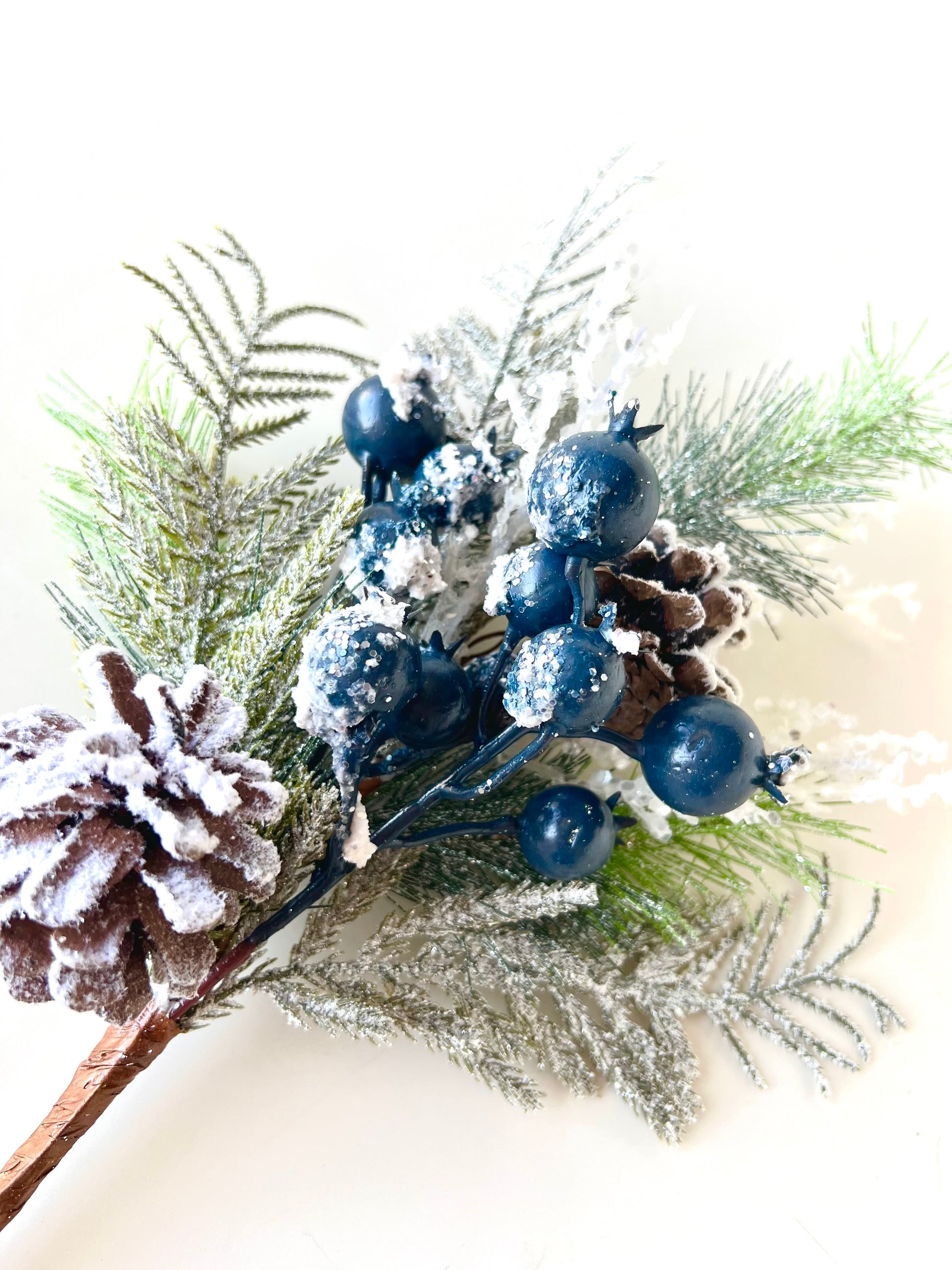 Flocked Pine and Blue Berry Pick - Designer DIY
