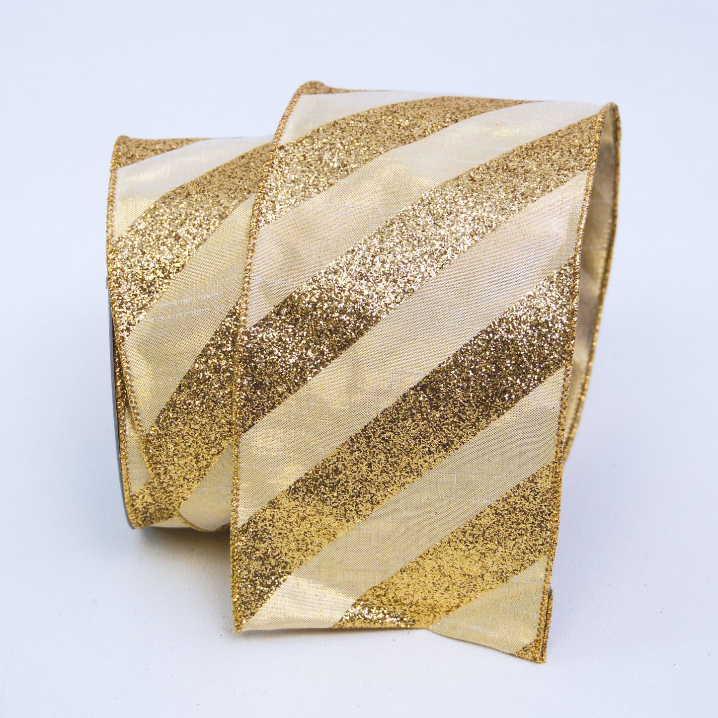 4" Gold Glitter Stripe DESIGNER Ribbon - Designer DIY