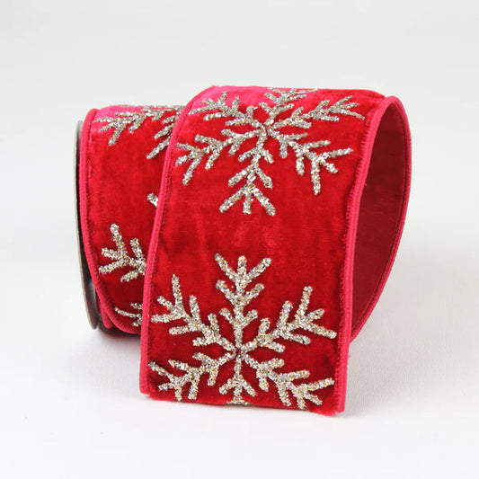 Red Velvet Snowflake DESIGNER Ribbon - Designer DIY