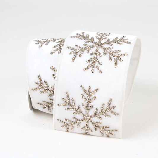 White Velvet Snowflake DESIGNER Ribbon - Designer DIY