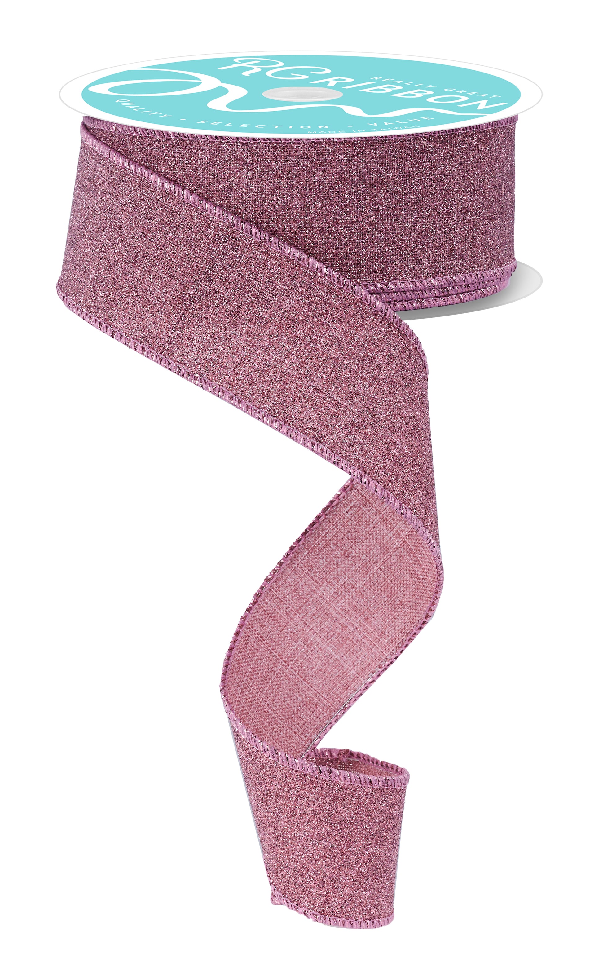 1.5" Rose Pink Glitter Ribbon | Mulberry - Designer DIY