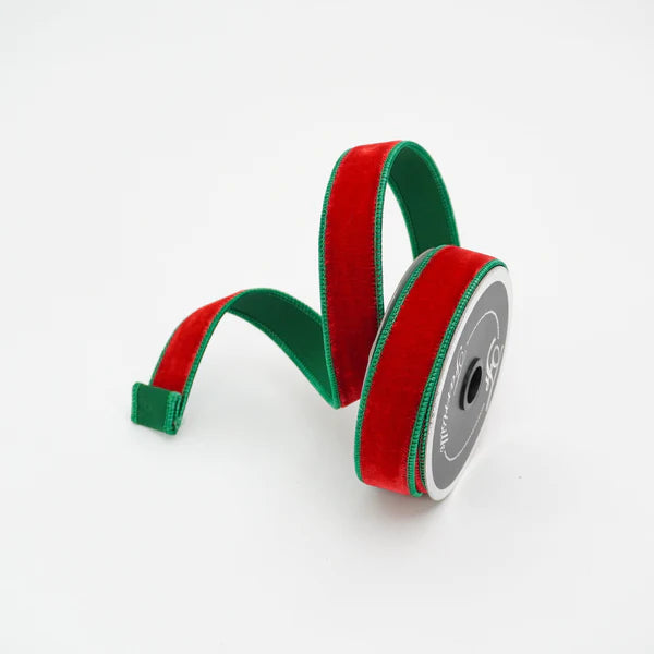 1" Red & Emerald Velvet DESIGNER Ribbon - Designer DIY