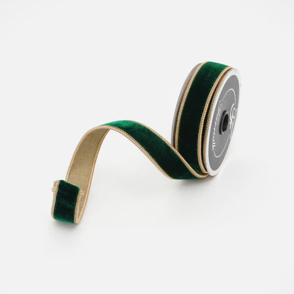 1 Emerald & Gold Velvet DESIGNER Ribbon