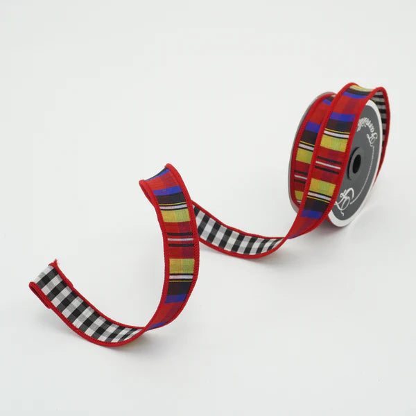 1" Christmas Plaid Check DESIGNER Ribbon - Designer DIY