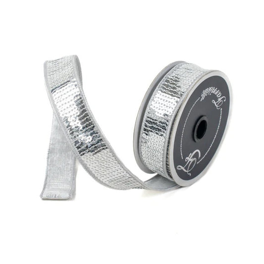 1" Silver Sequin Ribbon | Farrisilk