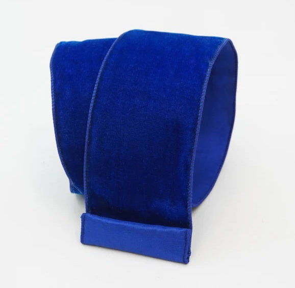 4" Royal Blue Velvet Luster Ribbon | Farrisilk