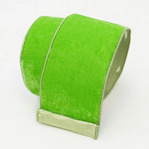 4" Lime Velvet Ribbon | Farrisilk