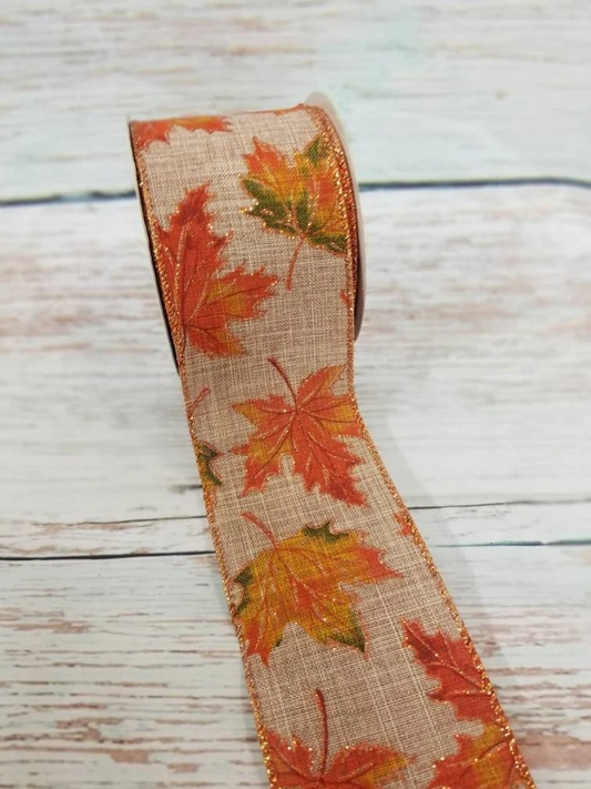 2.5" Fall Leaf Ribbon