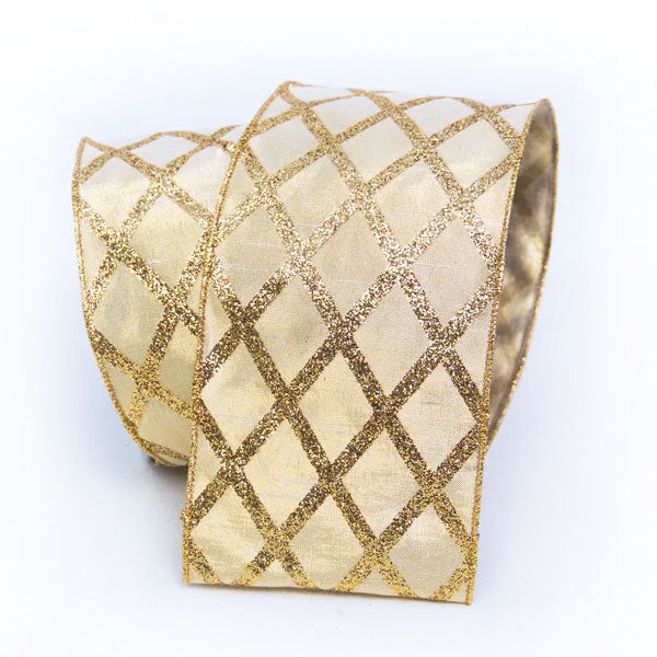 Gold Glitter Check DESIGNER Ribbon - Designer DIY