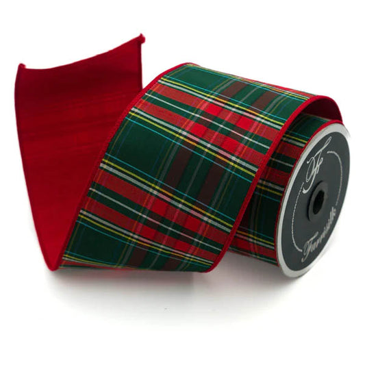 4" Christmas Plaid DESIGNER Ribbon | Scottish Plaid - Designer DIY