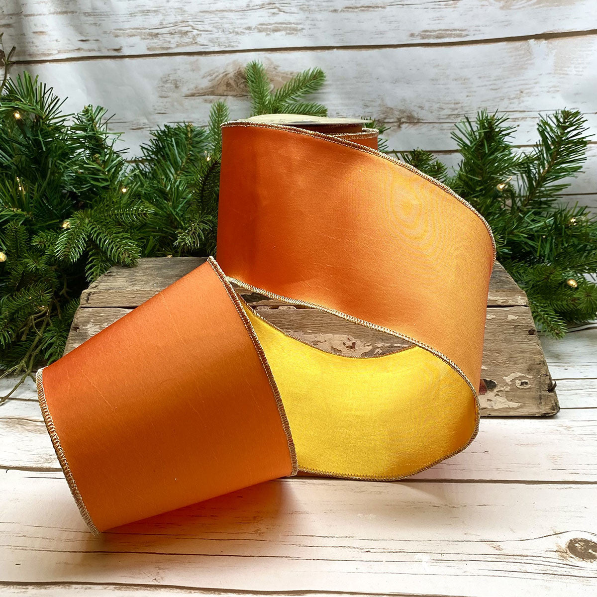4" Orange & Yellow Metallic DESIGNER Ribbon - Designer DIY