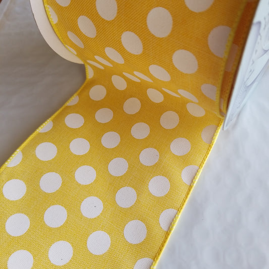 4" Yellow with White Polka Dot Ribbon - Designer DIY