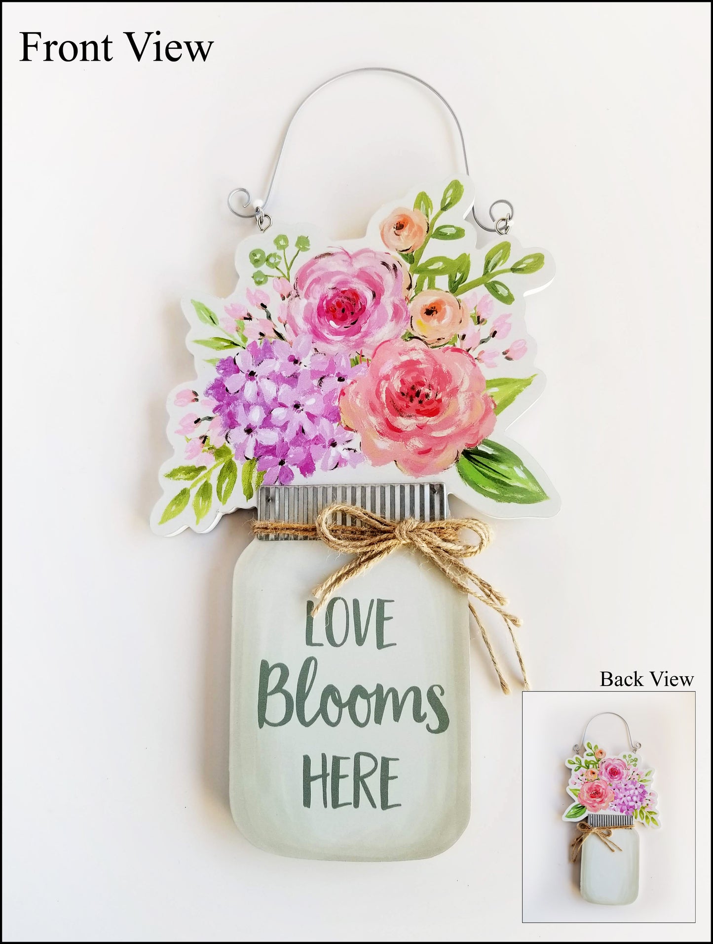 Reversible Mason Jar Sign, Love Blooms Here Sign - Designer DIY