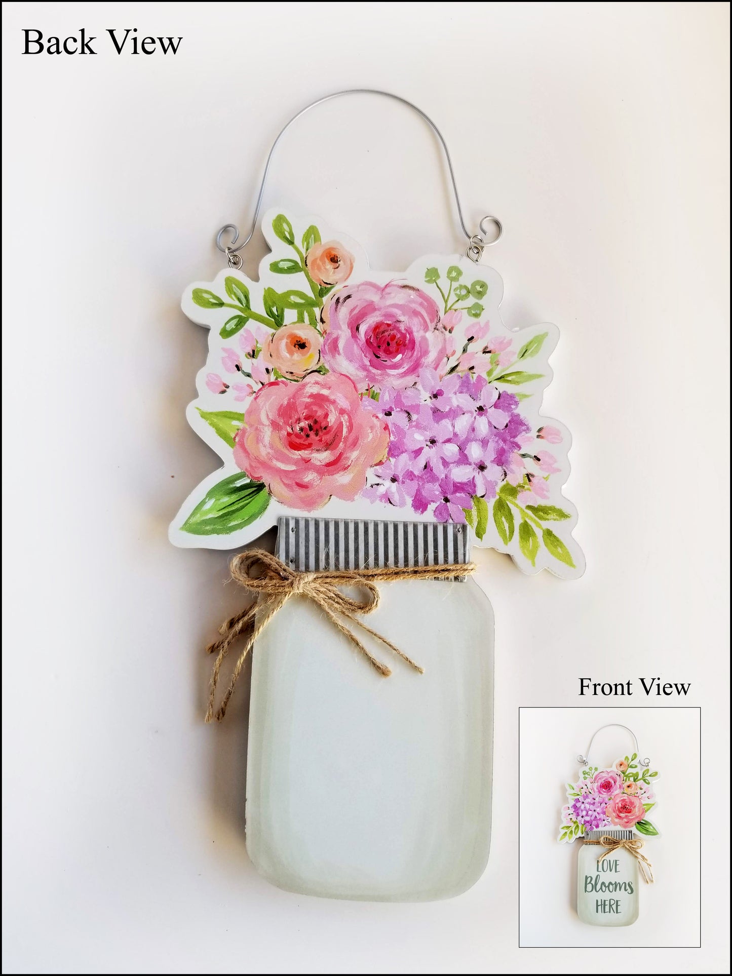 Reversible Mason Jar Sign, Love Blooms Here Sign - Designer DIY