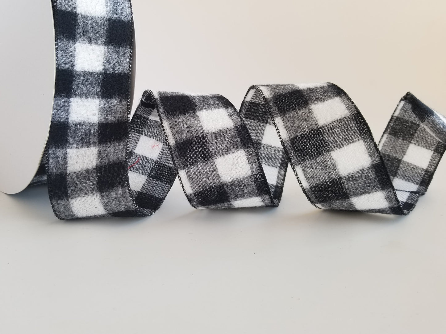 2.5" Black and White Buffalo Plaid Check Ribbon - 10 yards - Designer DIY