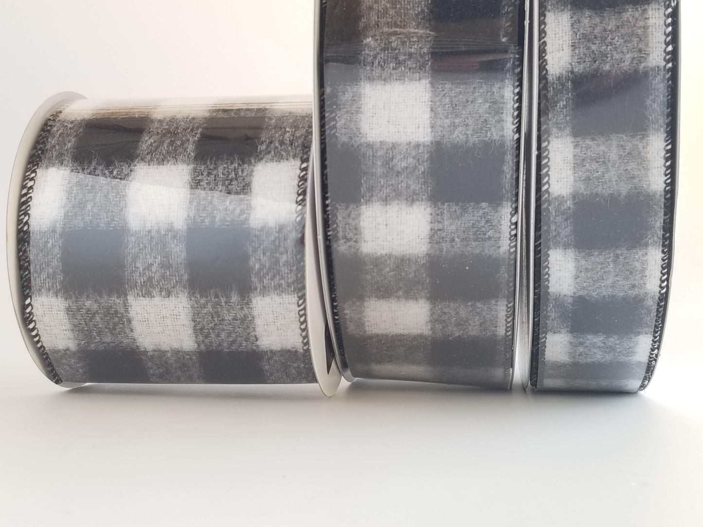 2.5" Black and White Buffalo Plaid Check Ribbon - 10 yards - Designer DIY